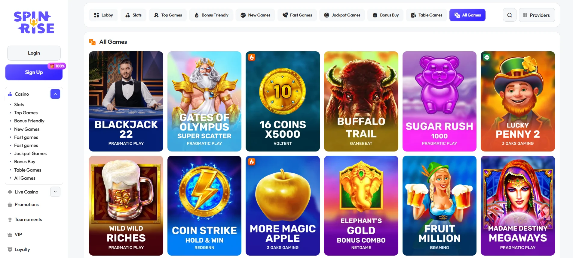 Spinrise Casino Games